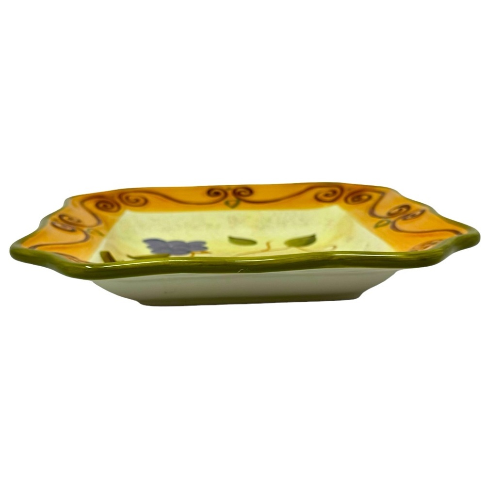 2 Medici | Hand Painted Hand Crafted Square Fruit Bowls 10” - Picture 2 of 4